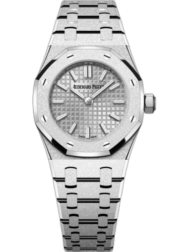 [67630BC.GG.1312BC.01] Royal Oak Mini Quartz Frosted White Gold / Silver