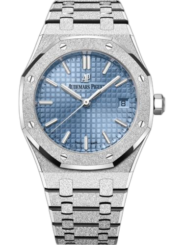 [77353BC.GG.1263BC.01] Royal Oak Selfwinding 34 Frosted White Gold / Blue