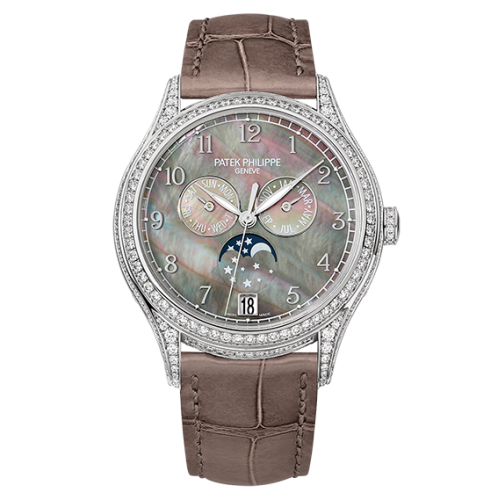 [4948G-001] Annual Calendar 4948 White Gold Black Mother of Pearl