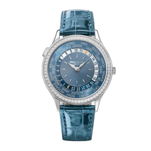 [7130G-016] World Time 7130 White Gold / Blue - Beijing