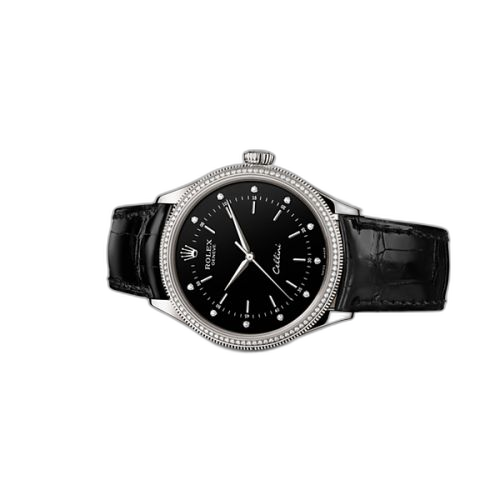 [50609RBR-0007] Cellini Time White Gold / Diamond / Black