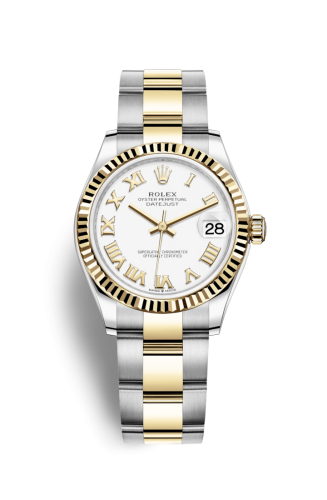 [278273-0001] Datejust 31 Stainless Steel / Yellow Gold / Fluted / White - Roman / Oyster