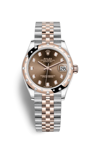 [278341rbr-0028] Datejust 31 Stainless Steel/ Rose Gold / Domed - Diamond / Chocolate - Diamond / Jubilee