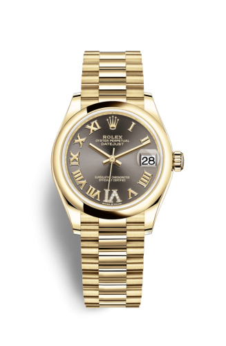 [278248-0032] Datejust 31 Yellow Gold / Domed / Grey - Roman / President