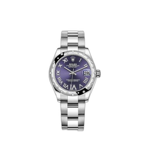 [278344rbr-0027] Datejust 31 Stainless Steel Domed Diamond / Oyster / Aubergine - Roman