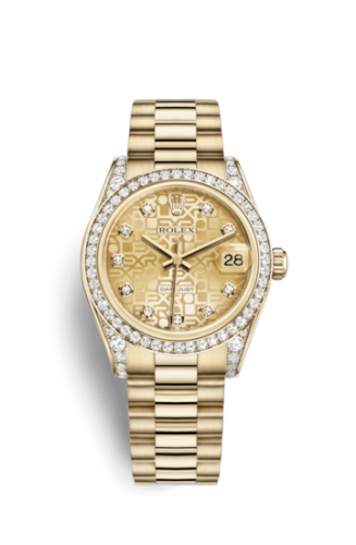 [178158-0007] Datejust 31 Yellow Gold Diamond / President / Champagne Computer
