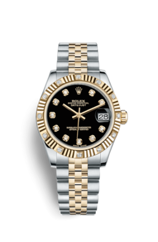[178313-0021] Datejust 31 Rolesor Yellow Fluted Diamond / Jubilee / Black Diamond
