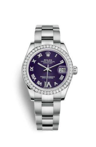 [178384-0027.] Datejust 31 Stainless Steel Diamond / Oyster / Purple - Roman