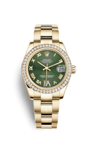 [178288-0055] Datejust 31 Yellow Gold Diamond / Oyster / Olive Roman