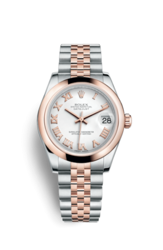 [178241-0062] Datejust 31 Rolesor Everose Domed / Jubilee / White Roman