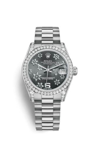 [178159-0053] Datejust 31 White Gold Diamond / President / Dark Rhodium Floral