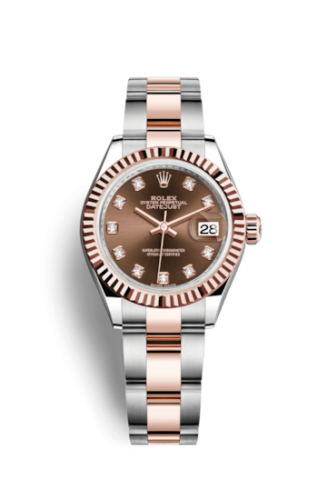 [279171-0012] Lady-Datejust 28 Rolesor Rose Fluted / Oyster / Chocolate Diamond