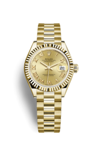 [279178-0022] Lady-Datejust 28 Yellow Gold Fluted / President / Champagne Roman