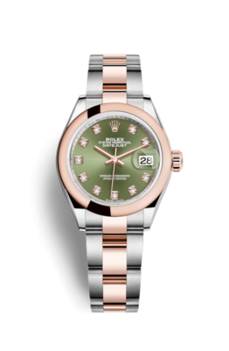 [279161-0008] Lady-Datejust 28 Rolesor Rose Domed / Oyster / Olive Diamond