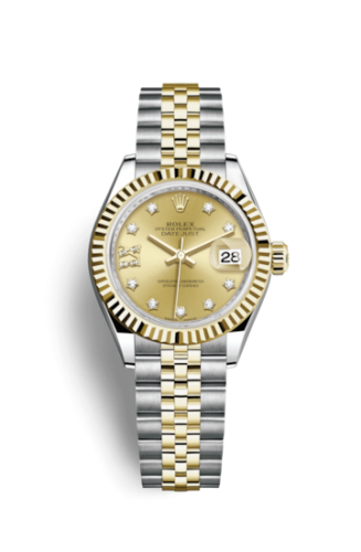 [279173-0021] Lady-Datejust 28 Rolesor Yellow Fluted / Jubilee / Champagne Diamond
