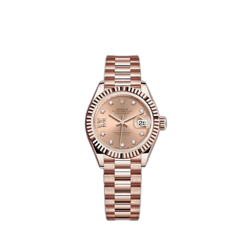 [279175-0029] Lady-Datejust 28 Rose Gold / Fluted / Rose - Diamond / President