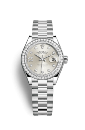 [279136rbr-0003] Lady-Datejust 28 Platinum Diamond / President / Silver Diamonds