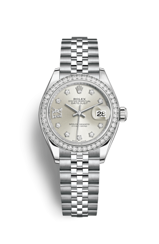 [279384rbr-0021] Lady-Datejust 28 Stainless Steel / Diamond / Silver - Diamond / Jubilee