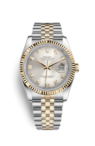 [116233-0157] Datejust 36 Rolesor Yellow Fluted / Jubilee / Silver Diamonds