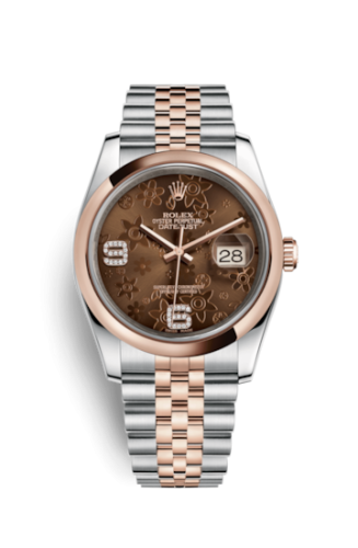 [116201-0104] Datejust 36 Rolesor Everose Domed / Jubilee / Chocolate Floral