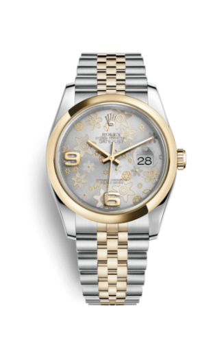 [116203-0139] Datejust 36 Rolesor Yellow Domed / Jubilee / Silver Floral