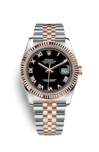 [116231-0085] Datejust 36 Rolesor Everose Fluted / Jubilee / Black Roman