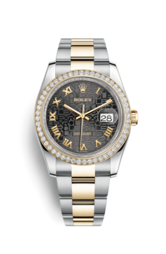 [116243-0050] Datejust 36 Rolesor Yellow Diamond / Oyster / Black Computer Roman