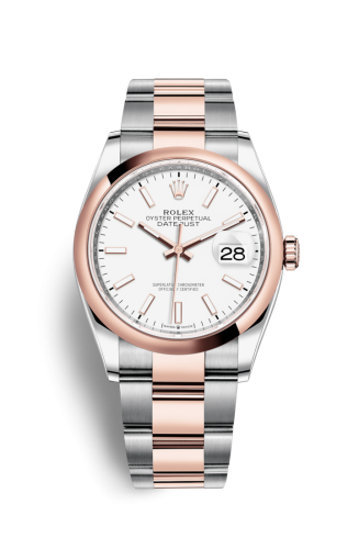 [126201-0018] Datejust 36 Stainless Steel / Everose / Smooth / White / Oyster