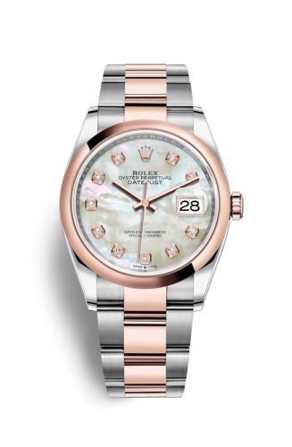 [126201-0022] Datejust 36 Stainless Steel / Everose / Smooth / MOP Diamond / Oyster