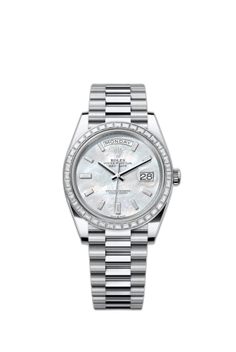 [228396TBR-0043 (aka: m228396tbr-0043)] Day-Date 40 Platinum - Baguette / MOP - Baguette