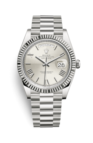 [228239-0006] Day-Date 40 White Gold / Quadrant Motif - Roman