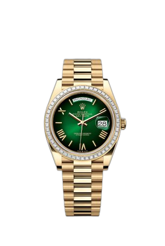 [228398TBR-0042 (aka: M228398tbr-0042)] Day-Date 40 Yellow Gold - Baguette / Green Ombré