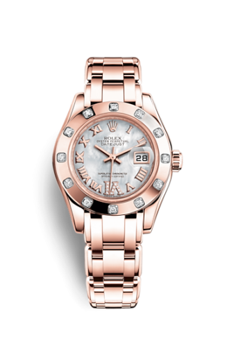 [80315-0014] Datejust Pearlmaster 29 Everose 12 Diamond Mother of Pearl Roman