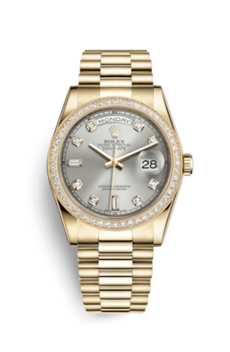 [118348-0008] Day-Date 36 Yellow Gold Diamonds / President / Silver Diamonds