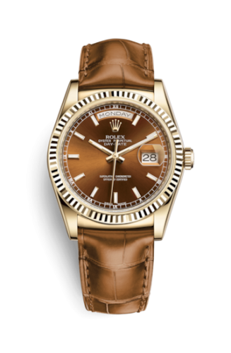 [118138-0005] Day-Date 36 Yellow Gold / Strap / Cognac