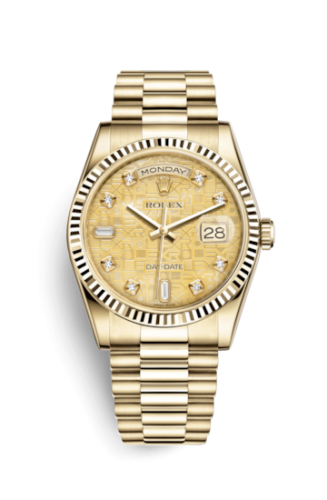 [118238-0105] Day-Date 36 Yellow Gold Fluted / President / Champagne MOP Computer
