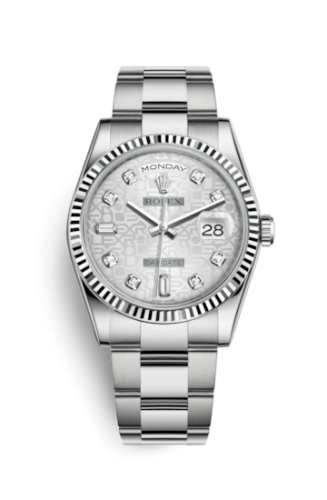 [118239-0143] Day-Date 36 White Gold Fluted / Oyster / Silver Computer