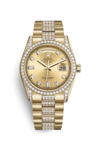 [118388-0013] Day-Date 36 Yellow Gold Diamonds / President / Champagne Diamond