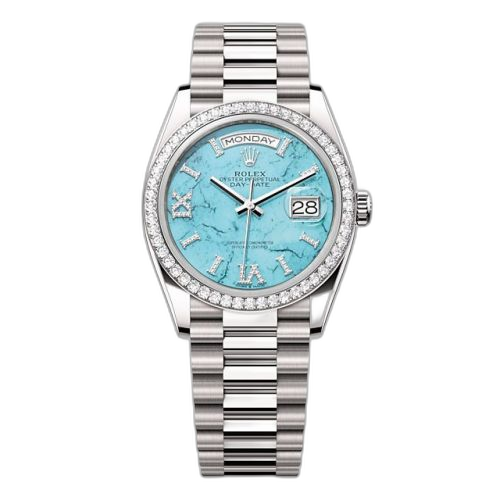[128349RBR-0031 (aka: M128349RBR-0031)] Day-Date 36 White Gold - Diamond / Turquoise / President