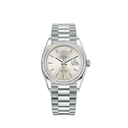 [128396TBR-0004 (aka: M128396TBR-0004)] Day-Date 36 Platinum - Baguette / Silver / President