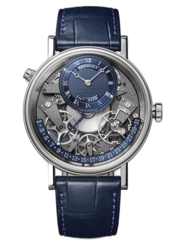[7597BB/GY/9WU] Tradition 7597 Quantième Rétrograde Platinum / Blue