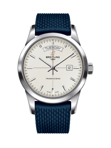 [A4531012/G751/281S/A20D.2] Transocean Day & Date Stainless Steel / Silver / Rubber / Folding