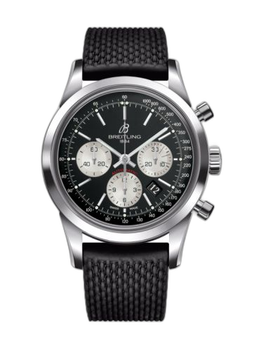 [AB015212/BF26/278S/A20S.1] Transocean Chronograph Stainless Steel / Reverse Panda / Rubber / Pin
