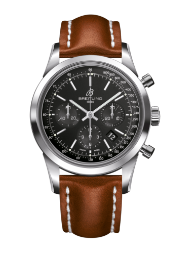 [AB015212/BA99/433X/A20BA.1] Transocean Chronograph Stainless Steel / Black / Calf / Pin