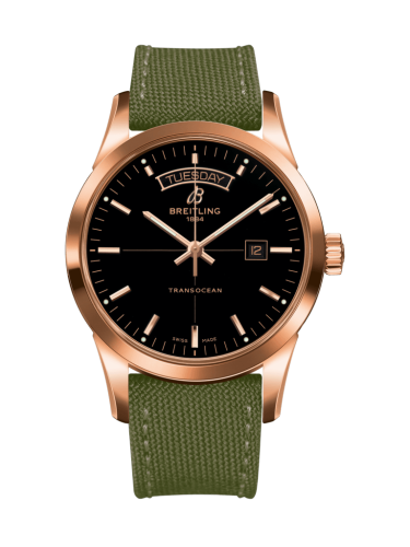 [R4531012/BB70/106W/R20BA.1] Transocean Day & Date Red Gold / Black / Military / Pin
