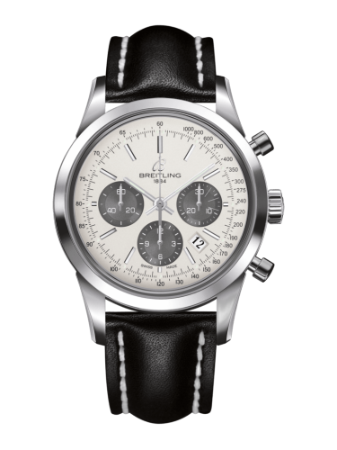 [AB015212/G724/435X/A20BA.1] Transocean Chronograph Stainless Steel / Panda / Calf / Pin