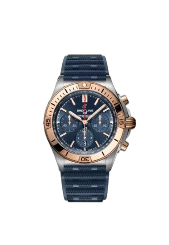[UB0134101C1S1] Chronomat B01 42 Stainless Steel / Red Gold / Blue / Rubber