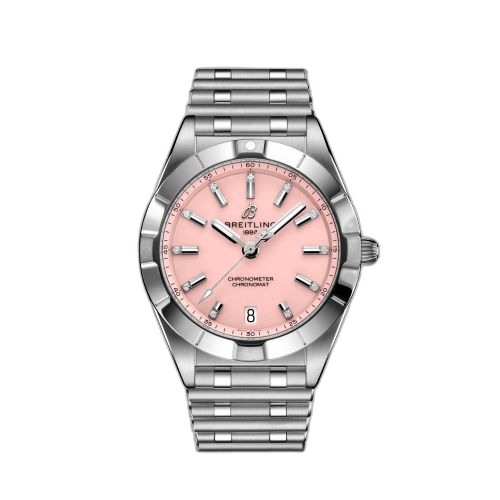 [A77310101K1A1] Chronomat 32 Stainless Steel / Pink - Diamond / Rouleaux