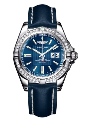 [A49350LA.C806.113X] Galactic 41 Stainless Steel / Diamond / Metallica Blue / Calf