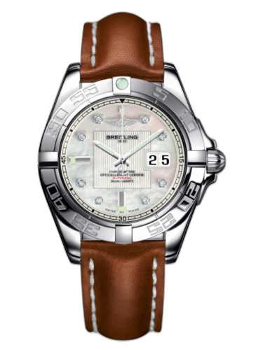 [A49350L2.A702.425X] Galactic 41 Stainless Steel / Pearl Diamond / Calf